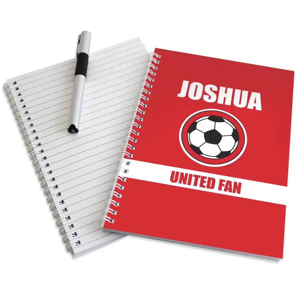 Stationery & Pens Personalised Red Football Fan A5 Notebook