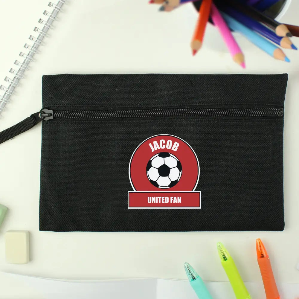 Stationery & Pens Personalised Red Football Fan Pencil Case