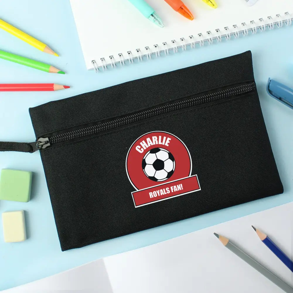 Stationery & Pens Personalised Red Football Fan Pencil Case