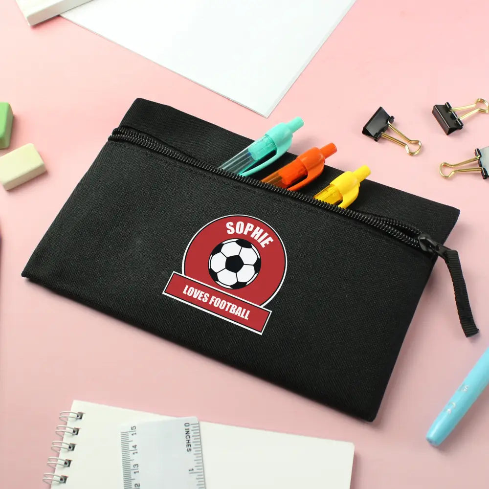 Stationery & Pens Personalised Red Football Fan Pencil Case