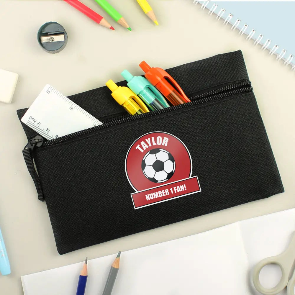 Stationery & Pens Personalised Red Football Fan Pencil Case