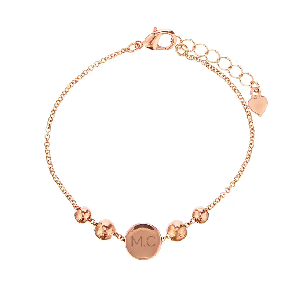 Jewellery Personalised Rose Gold Tone Initials Disc Bracelet