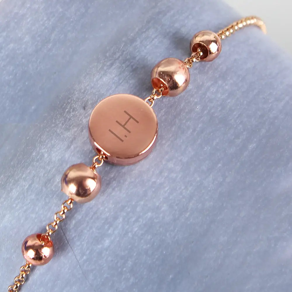 Jewellery Personalised Rose Gold Tone Initials Disc Bracelet