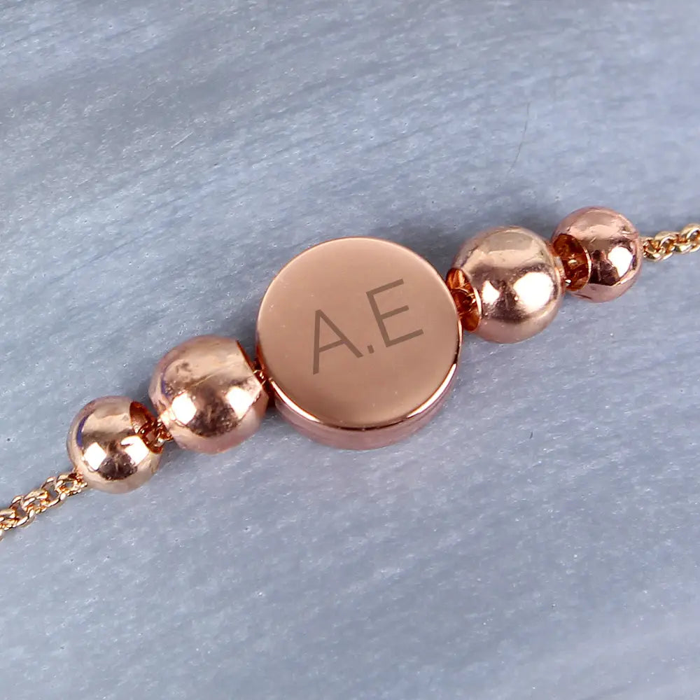 Jewellery Personalised Rose Gold Tone Initials Disc Bracelet