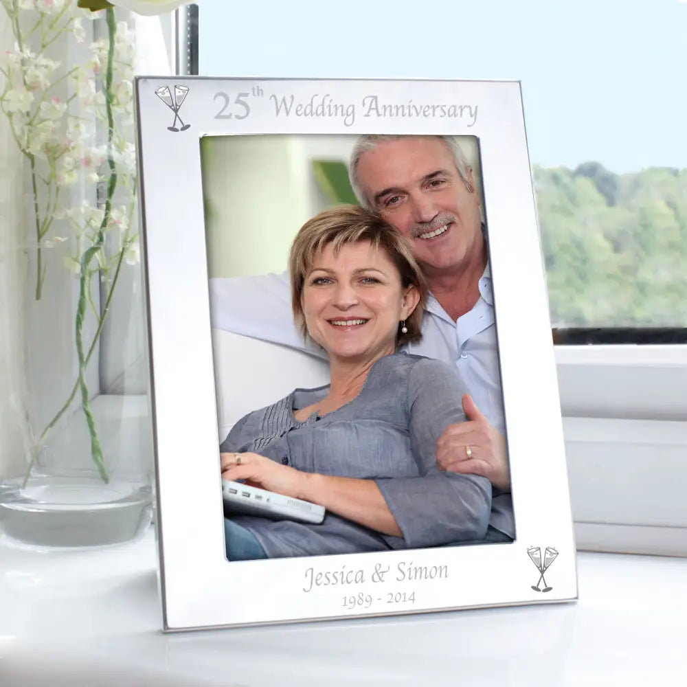 Photo Frames, Albums and Guestbooks Personalised Silver 5x7 25th Wedding Anniversary Photo Frame