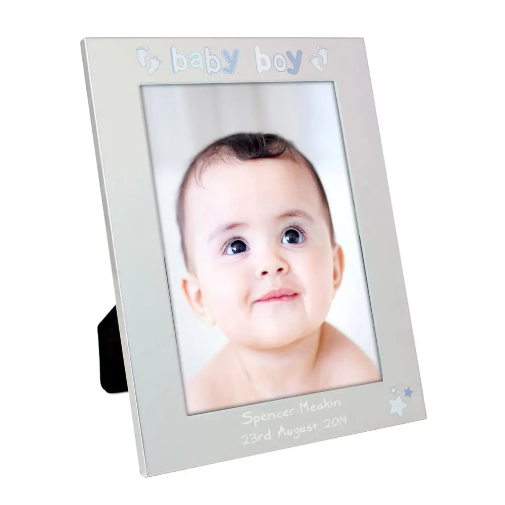 Photo Frames, Albums and Guestbooks Personalised Silver 5x7 Baby Boy Photo Frame