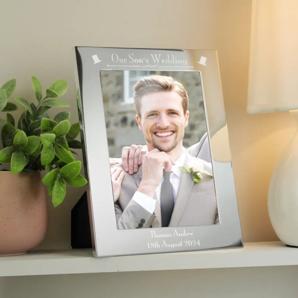 Photo Frames, Albums and Guestbooks Personalised Silver 5x7 Decorative Our Sons Wedding Photo Frame
