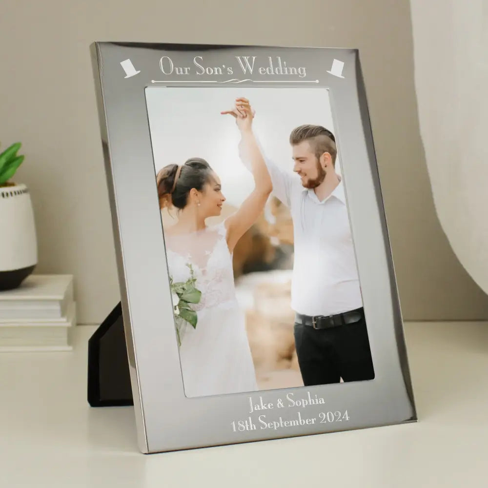 Photo Frames, Albums and Guestbooks Personalised Silver 5x7 Decorative Our Sons Wedding Photo Frame