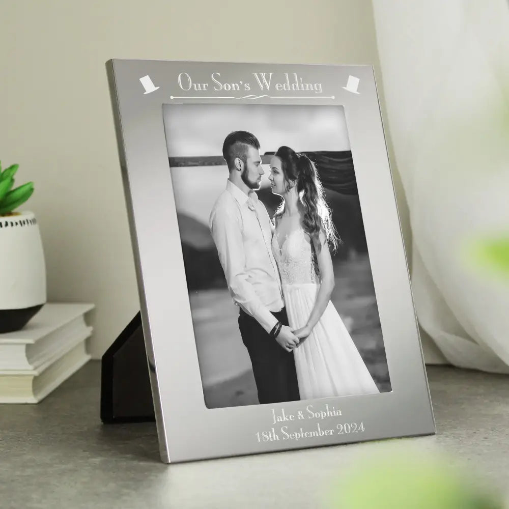 Photo Frames, Albums and Guestbooks Personalised Silver 5x7 Decorative Our Sons Wedding Photo Frame