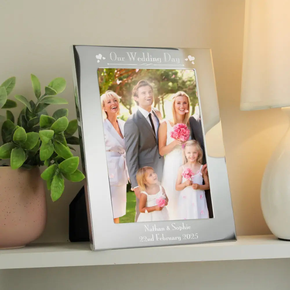 Photo Frames, Albums and Guestbooks Personalised Silver 5x7 Decorative Our Wedding Day Photo Frame