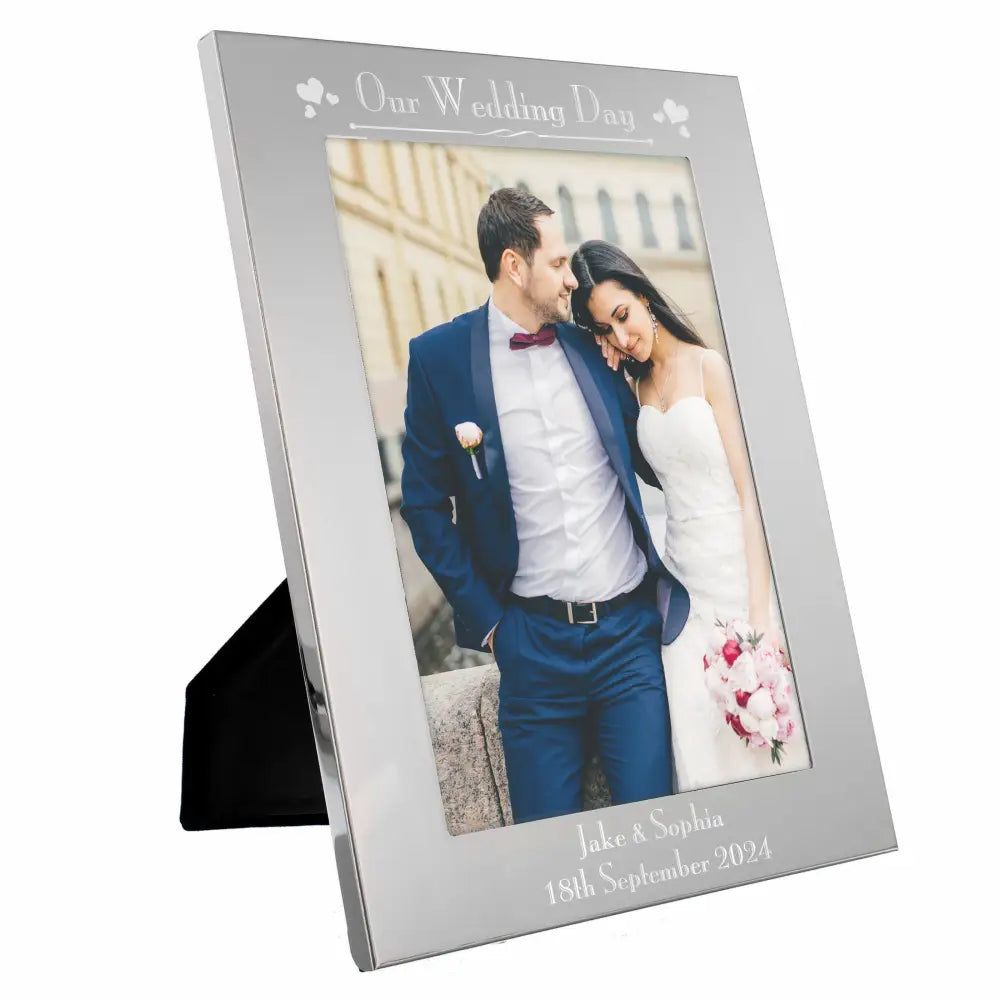 Photo Frames, Albums and Guestbooks Personalised Silver 5x7 Decorative Our Wedding Day Photo Frame