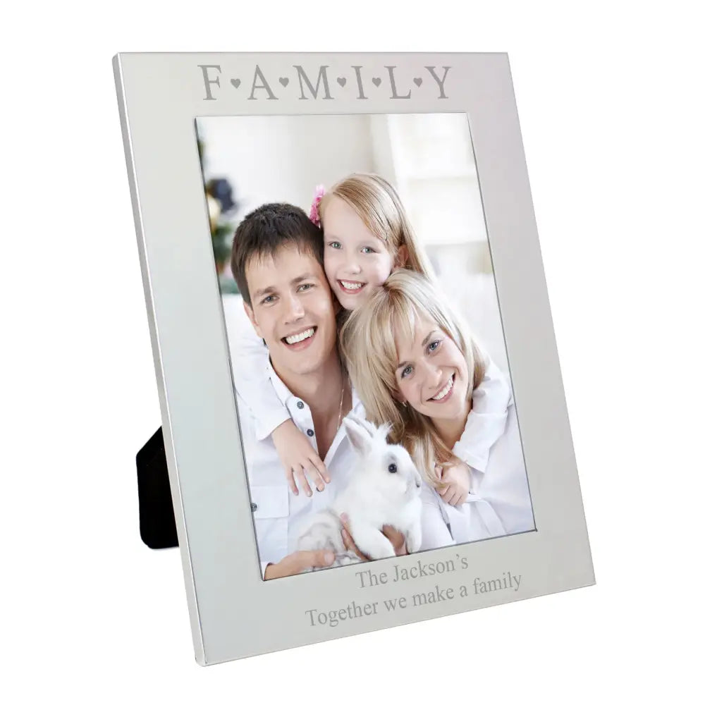 Photo Frames, Albums and Guestbooks Personalised Silver 5x7 Family & Hearts Photo Frame