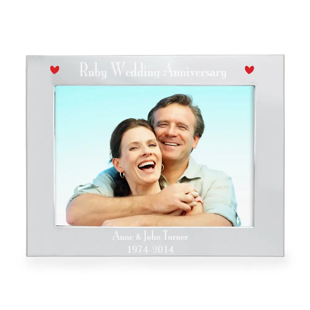 Photo Frames, Albums and Guestbooks Personalised Silver 5x7 Ruby Anniversary Landscape Photo Frame