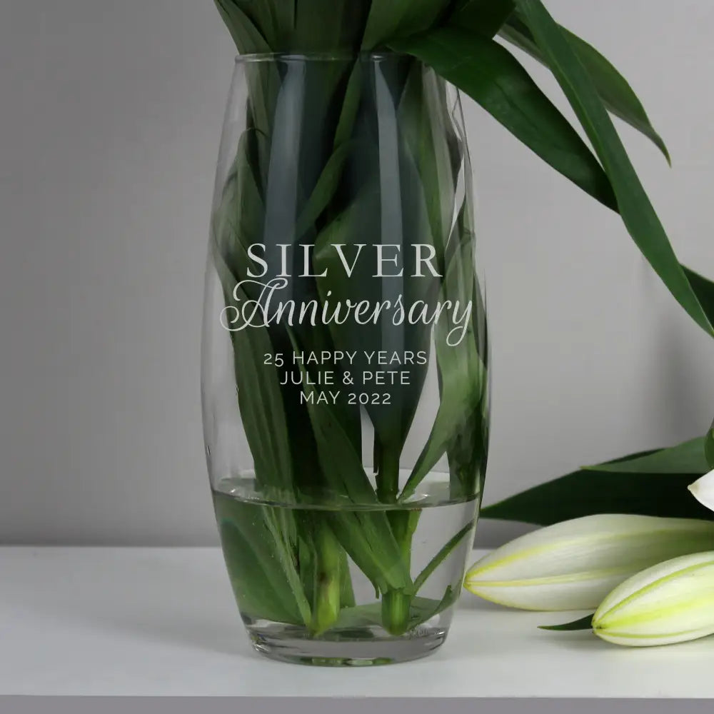 Vases Personalised 'Silver Anniversary' Bullet Vase
