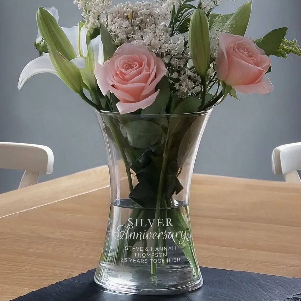Vases Personalised 'Silver Anniversary' Glass Vase