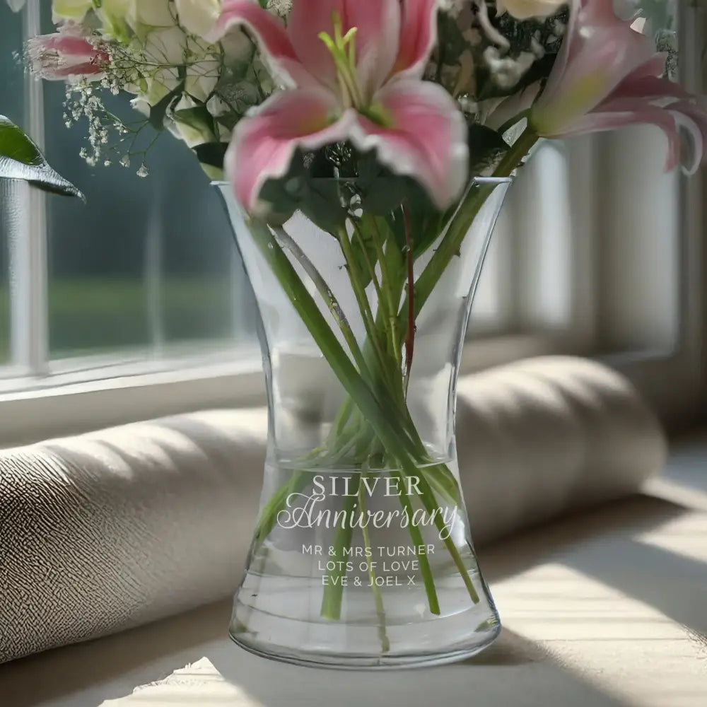 Vases Personalised 'Silver Anniversary' Glass Vase