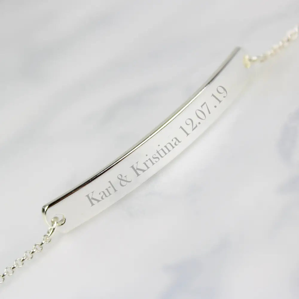 Jewellery Personalised Silver Tone Bar Bracelet