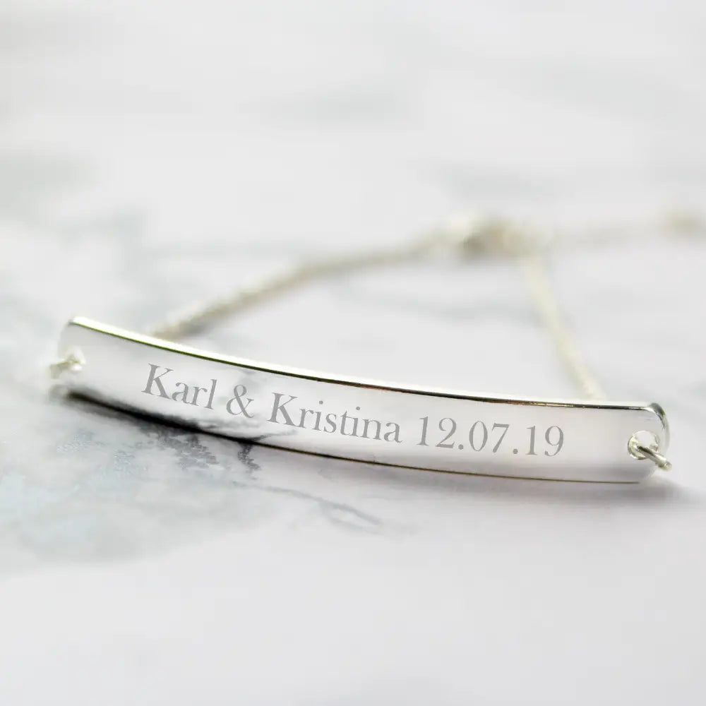 Jewellery Personalised Silver Tone Bar Bracelet