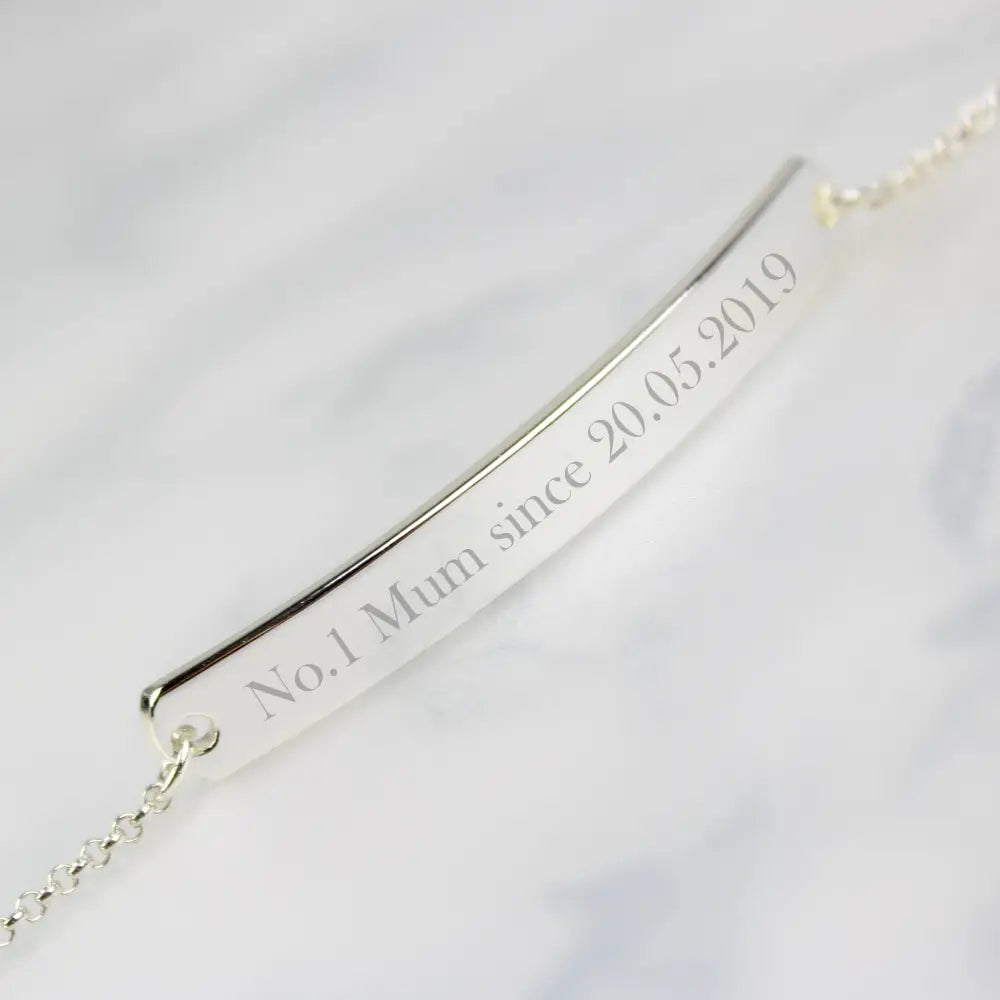 Jewellery Personalised Silver Tone Bar Bracelet