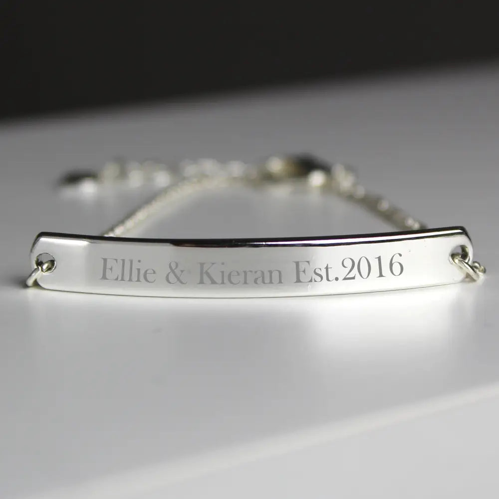Jewellery Personalised Silver Tone Bar Bracelet