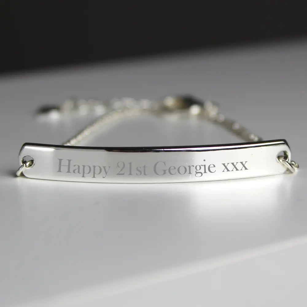 Jewellery Personalised Silver Tone Bar Bracelet