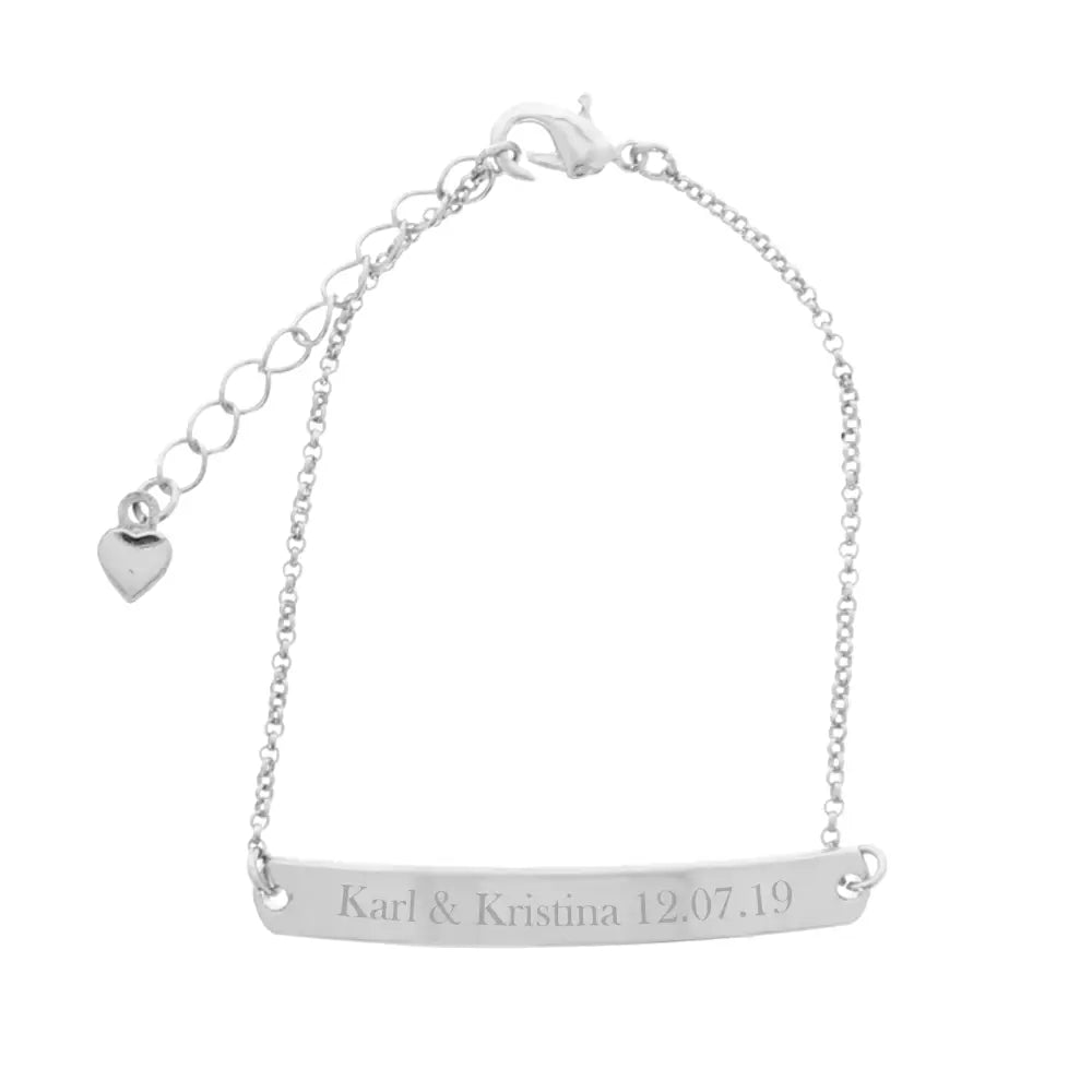 Jewellery Personalised Silver Tone Bar Bracelet