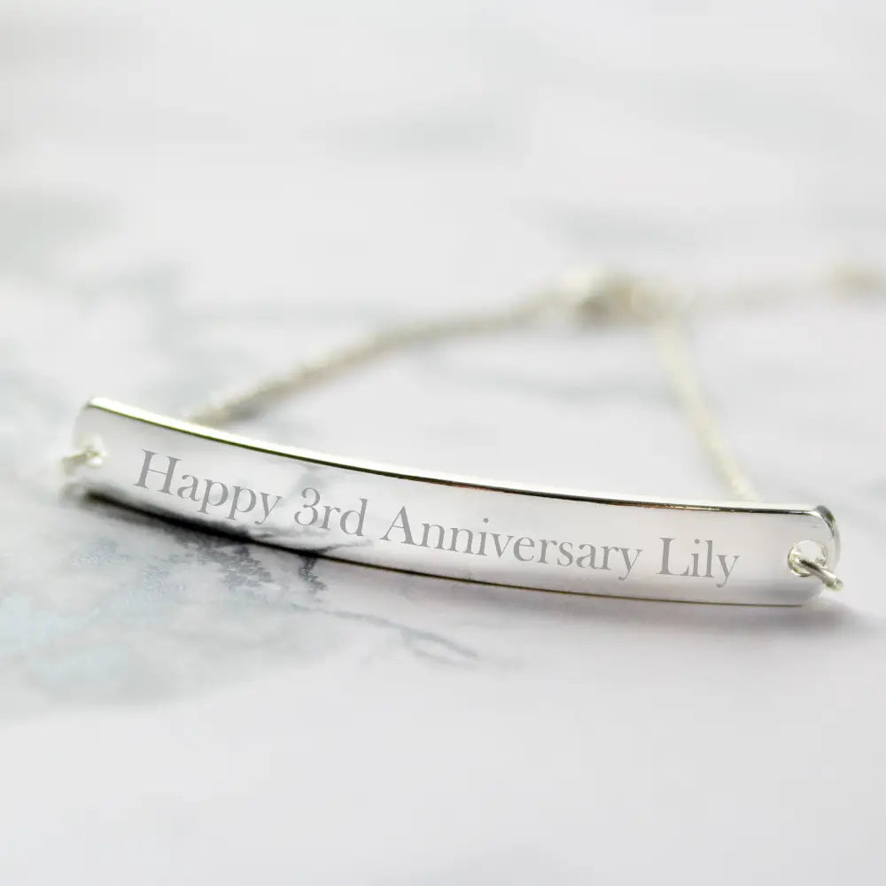 Jewellery Personalised Silver Tone Bar Bracelet