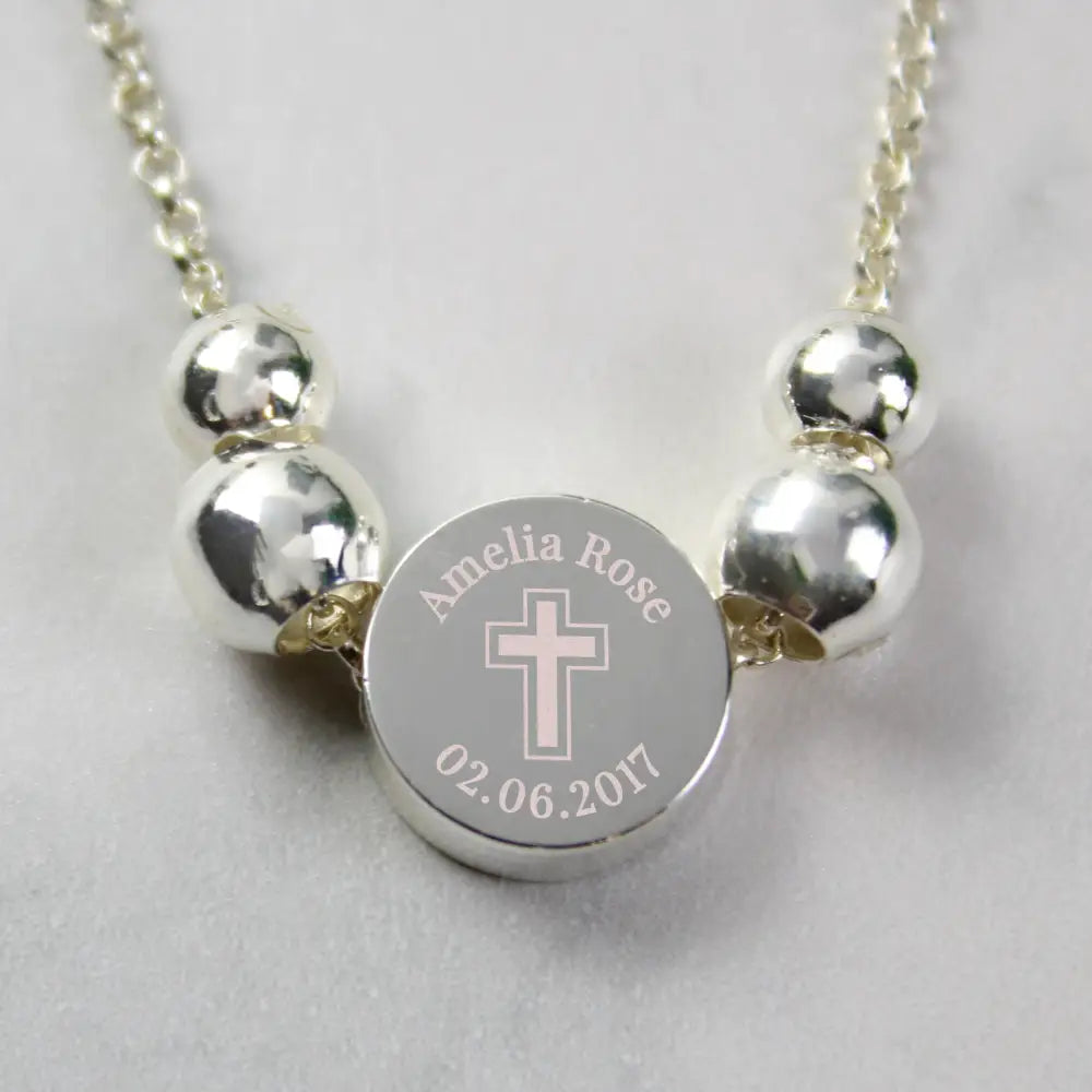 Jewellery Personalised Silver Tone Cross Round Bracelet