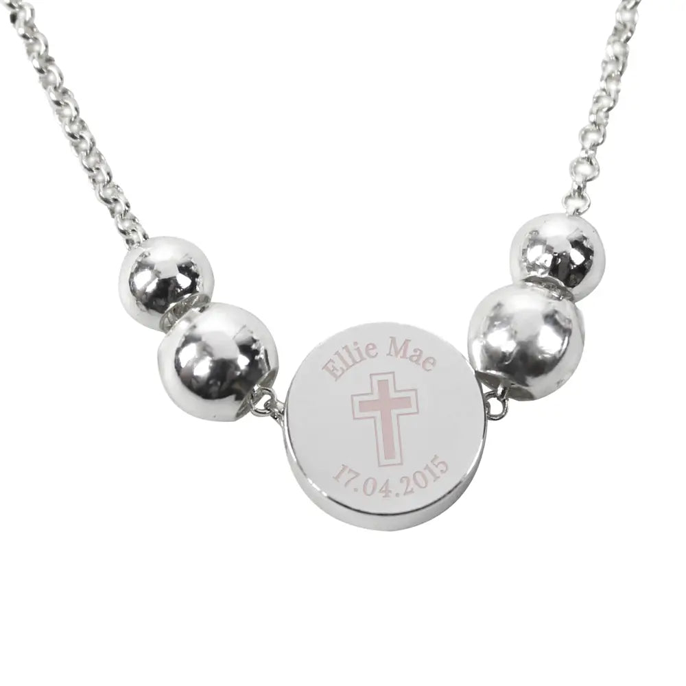 Jewellery Personalised Silver Tone Cross Round Bracelet