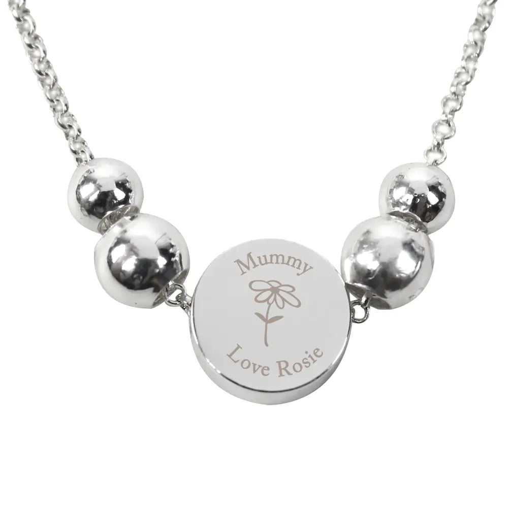 Jewellery Personalised Silver Tone Flower Disc Bracelet
