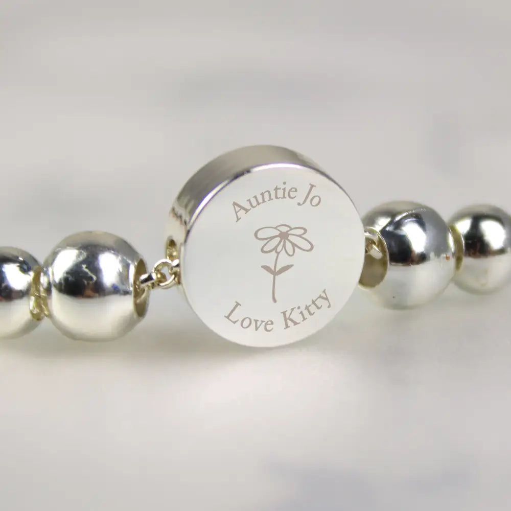 Jewellery Personalised Silver Tone Flower Disc Bracelet