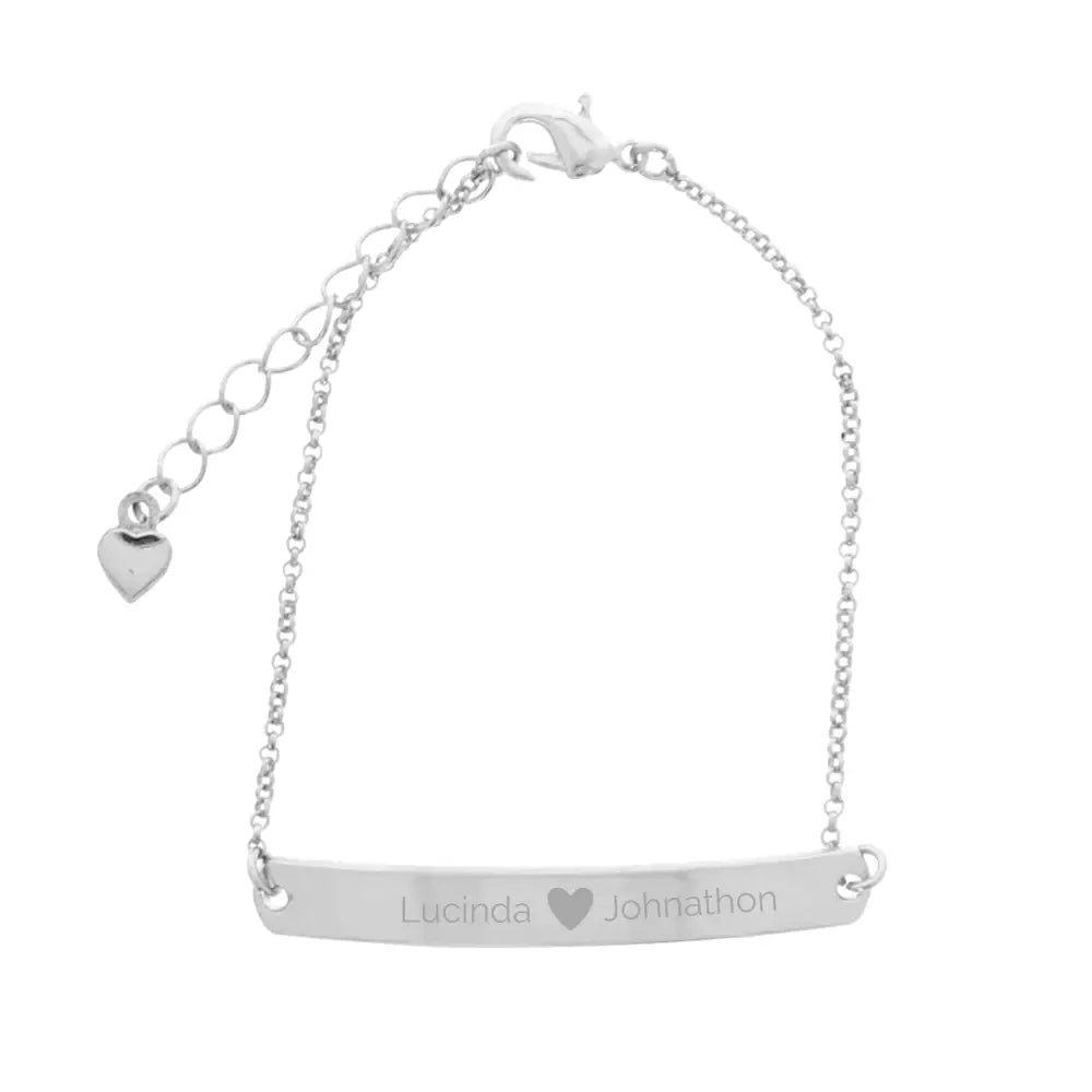 Jewellery Personalised Silver Tone Heart Bar Bracelet