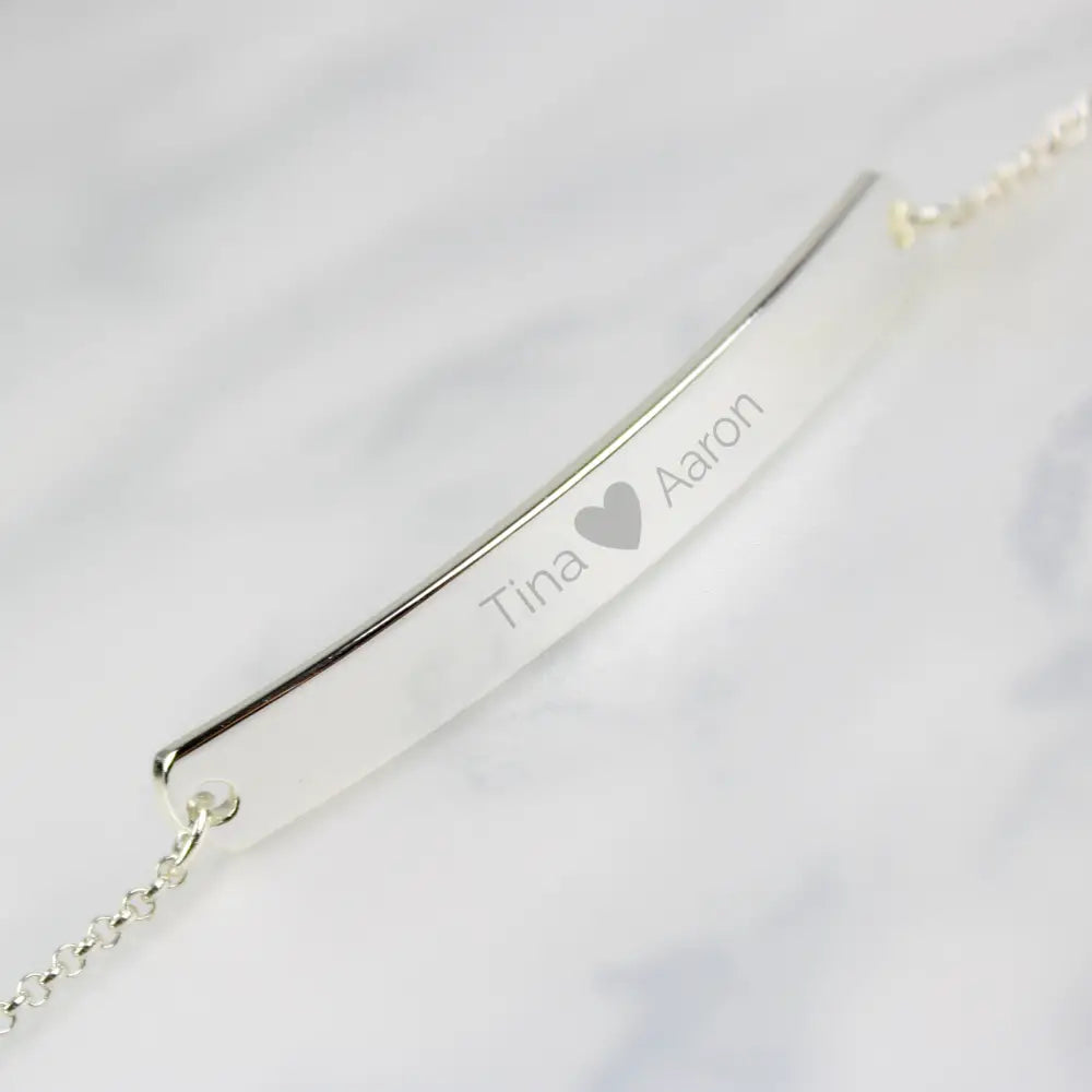 Jewellery Personalised Silver Tone Heart Bar Bracelet