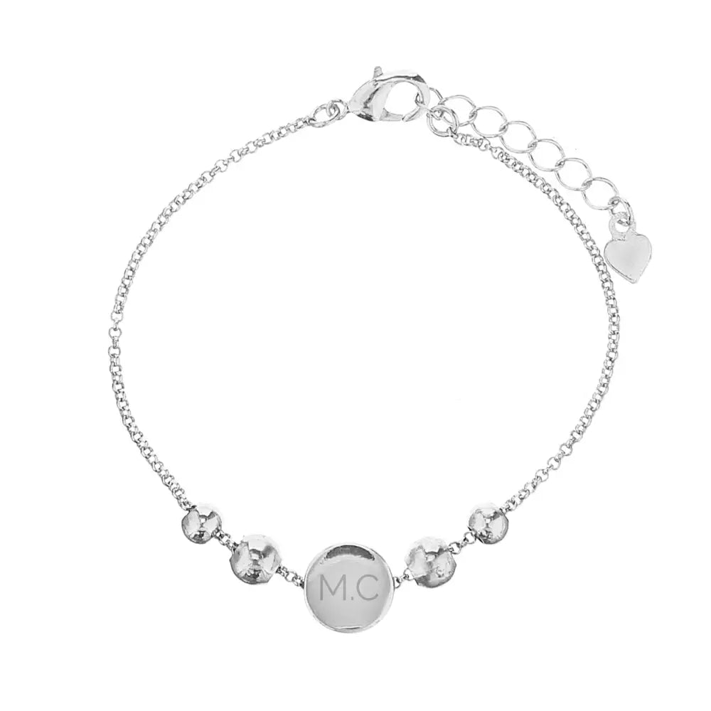 Jewellery Personalised Silver Tone Initials Disc Bracelet
