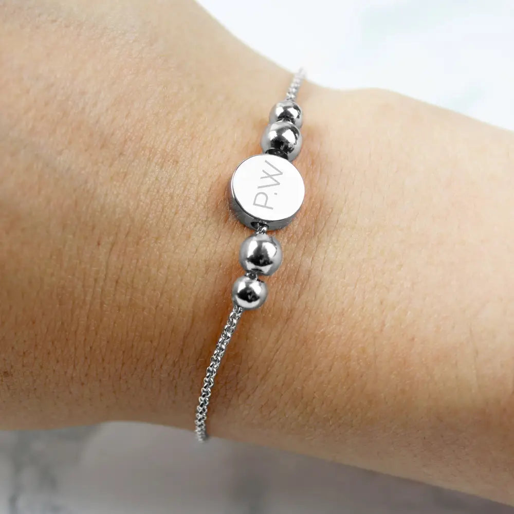 Jewellery Personalised Silver Tone Initials Disc Bracelet