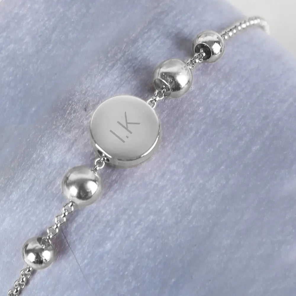 Jewellery Personalised Silver Tone Initials Disc Bracelet