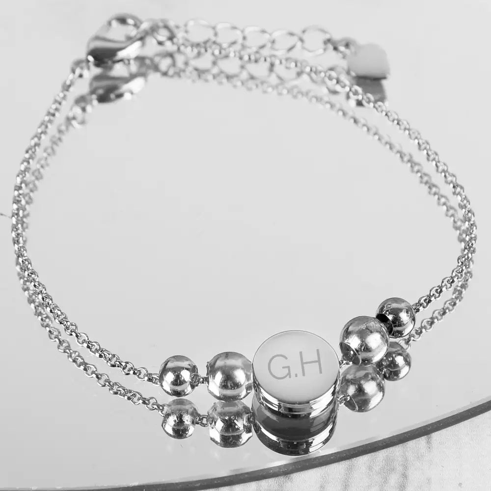 Jewellery Personalised Silver Tone Initials Disc Bracelet