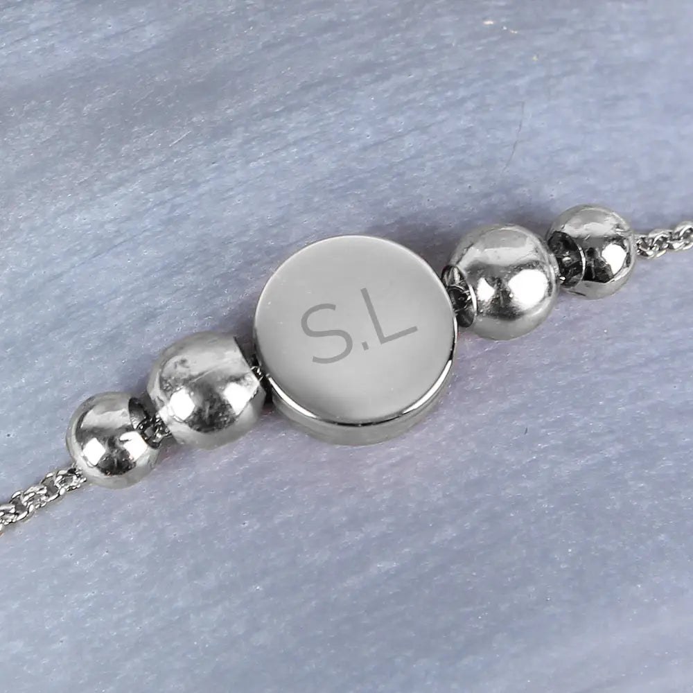 Jewellery Personalised Silver Tone Initials Disc Bracelet