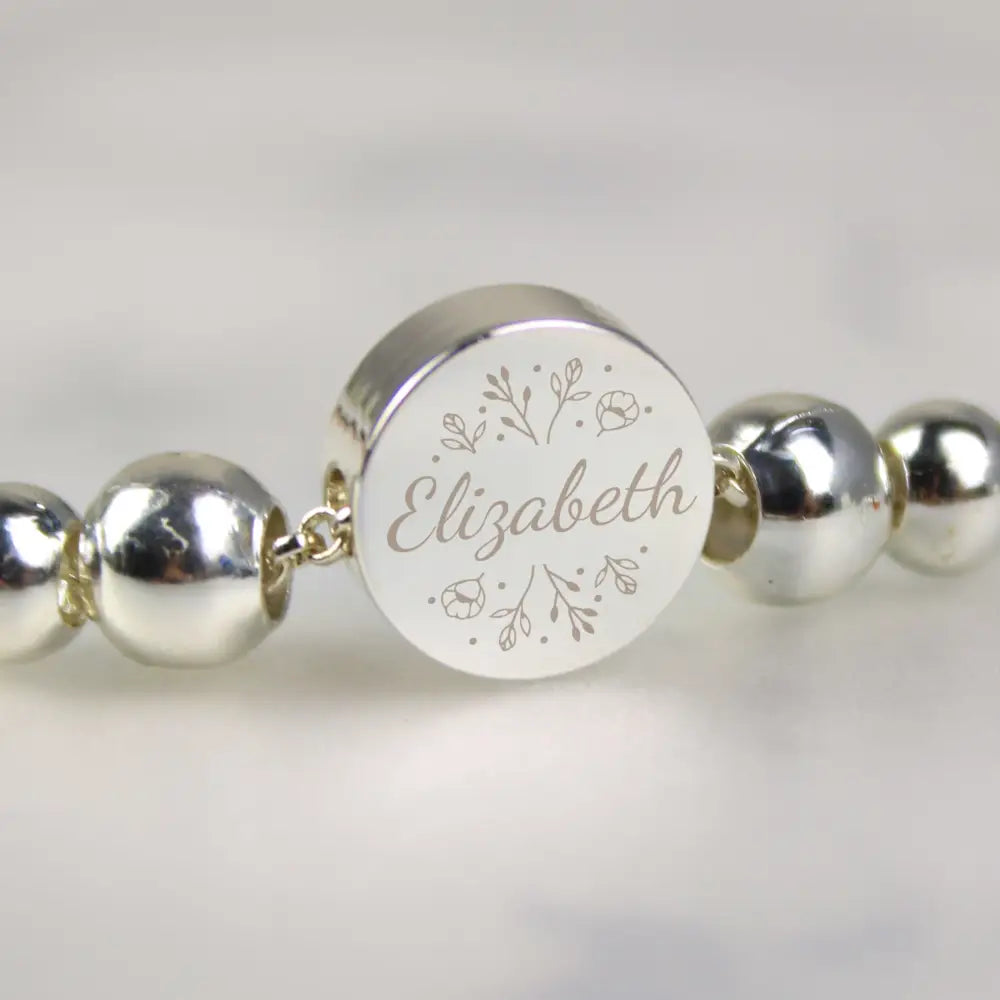 Jewellery Personalised Silver Tone Wild Flowers Disc Bracelet