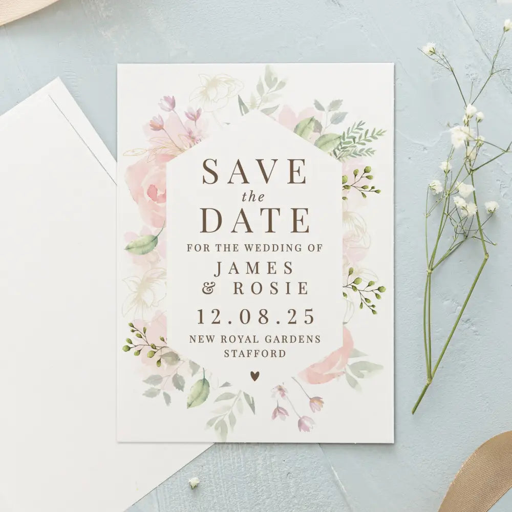 Stationery & Pens Personalised Soft Floral Set of 36 Wedding Save the Dates