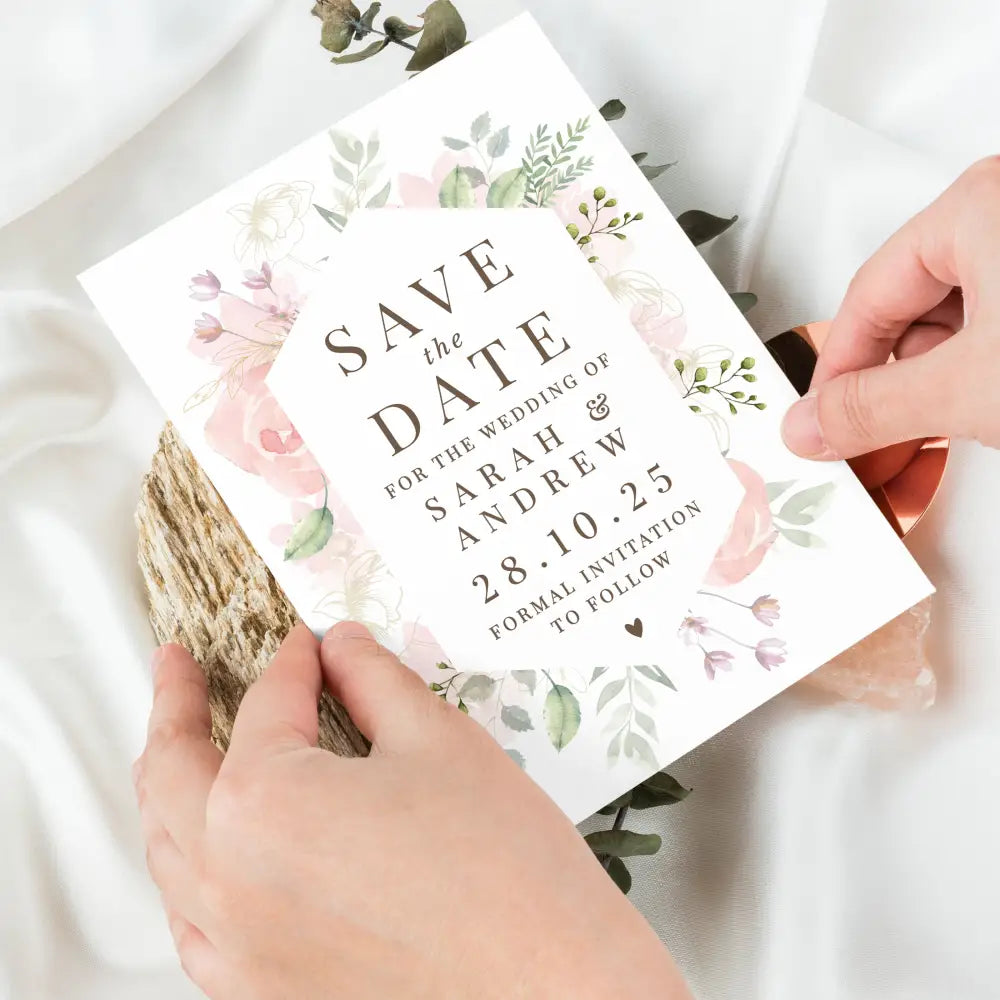 Stationery & Pens Personalised Soft Floral Set of 36 Wedding Save the Dates