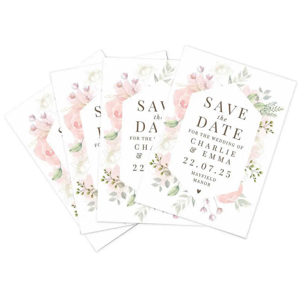 Stationery & Pens Personalised Soft Floral Set of 36 Wedding Save the Dates