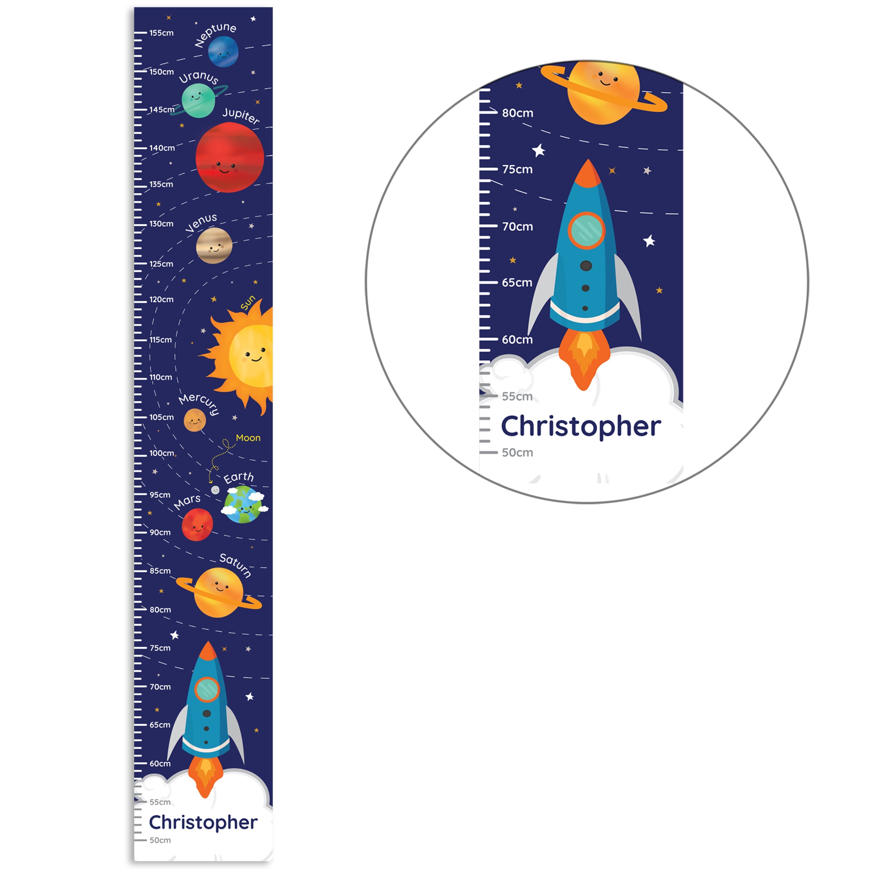 Keepsakes Personalised Solar Space System Height Chart