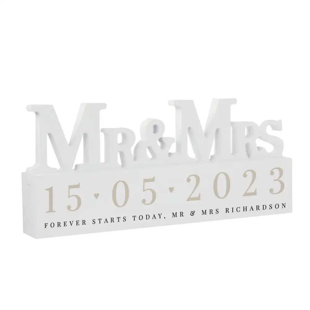 Ornaments Personalised Special Date Wooden Mr & Mrs Ornament
