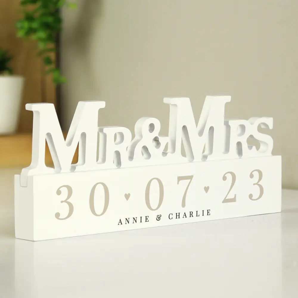 Ornaments Personalised Special Date Wooden Mr & Mrs Ornament