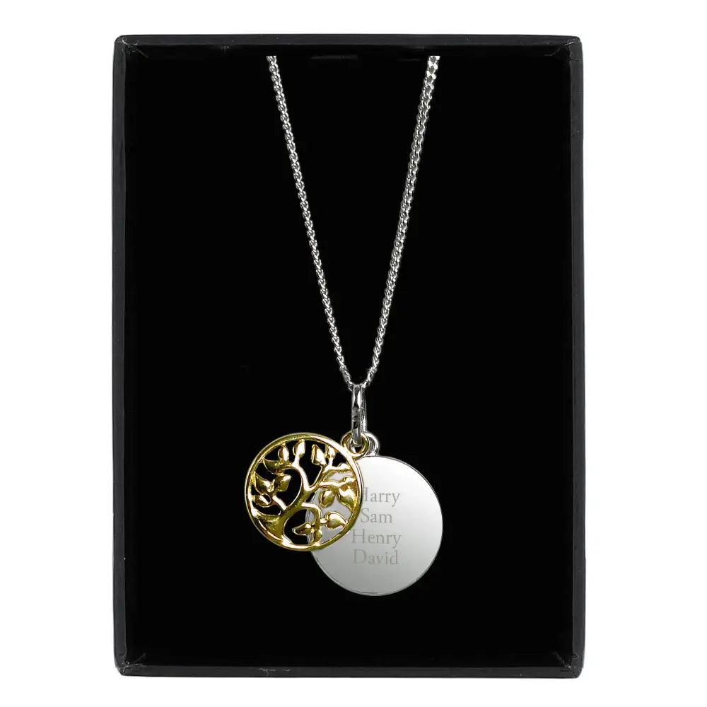 Jewellery Personalised Sterling Silver & 9ct Gold Family Tree Of Life Necklace
