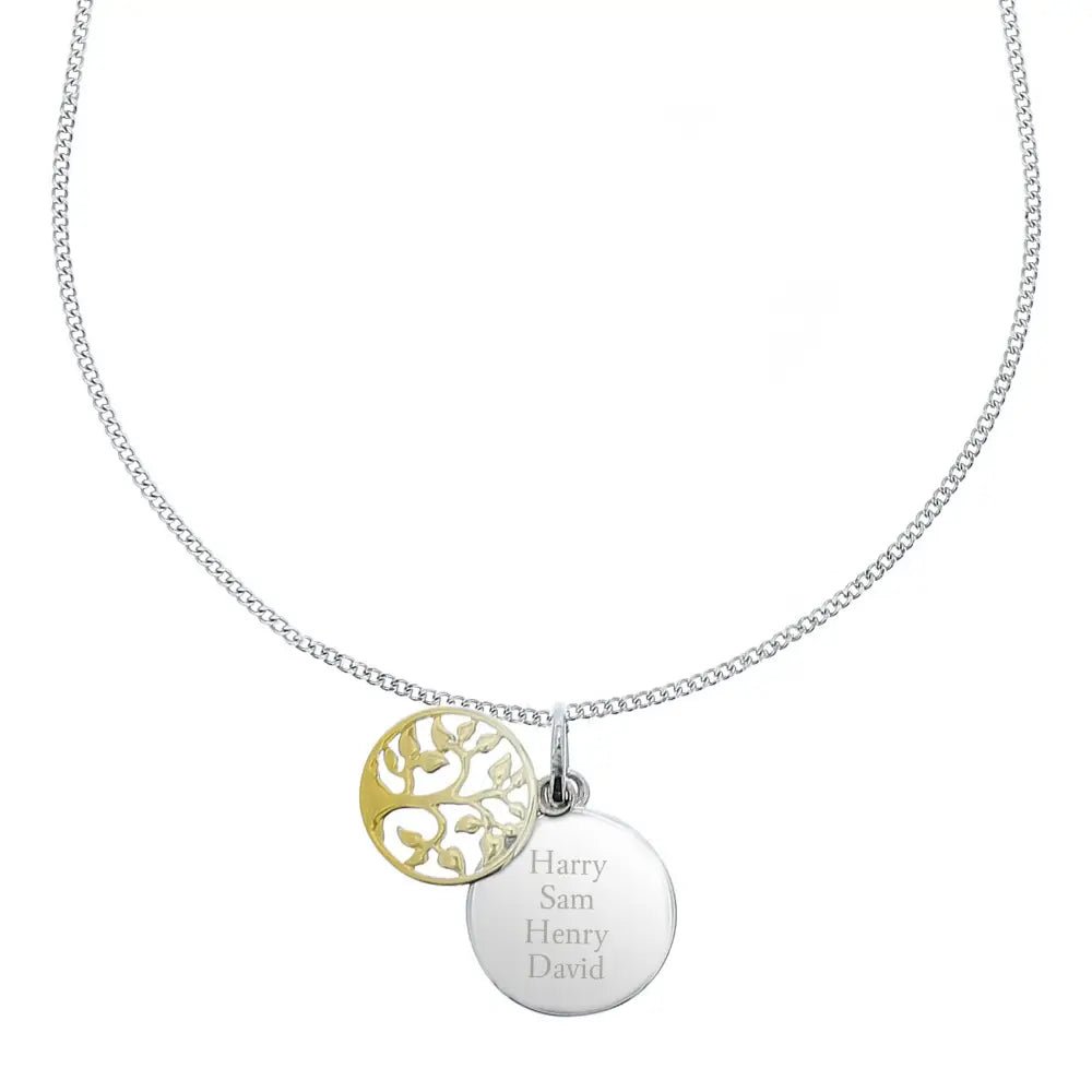 Jewellery Personalised Sterling Silver & 9ct Gold Family Tree Of Life Necklace