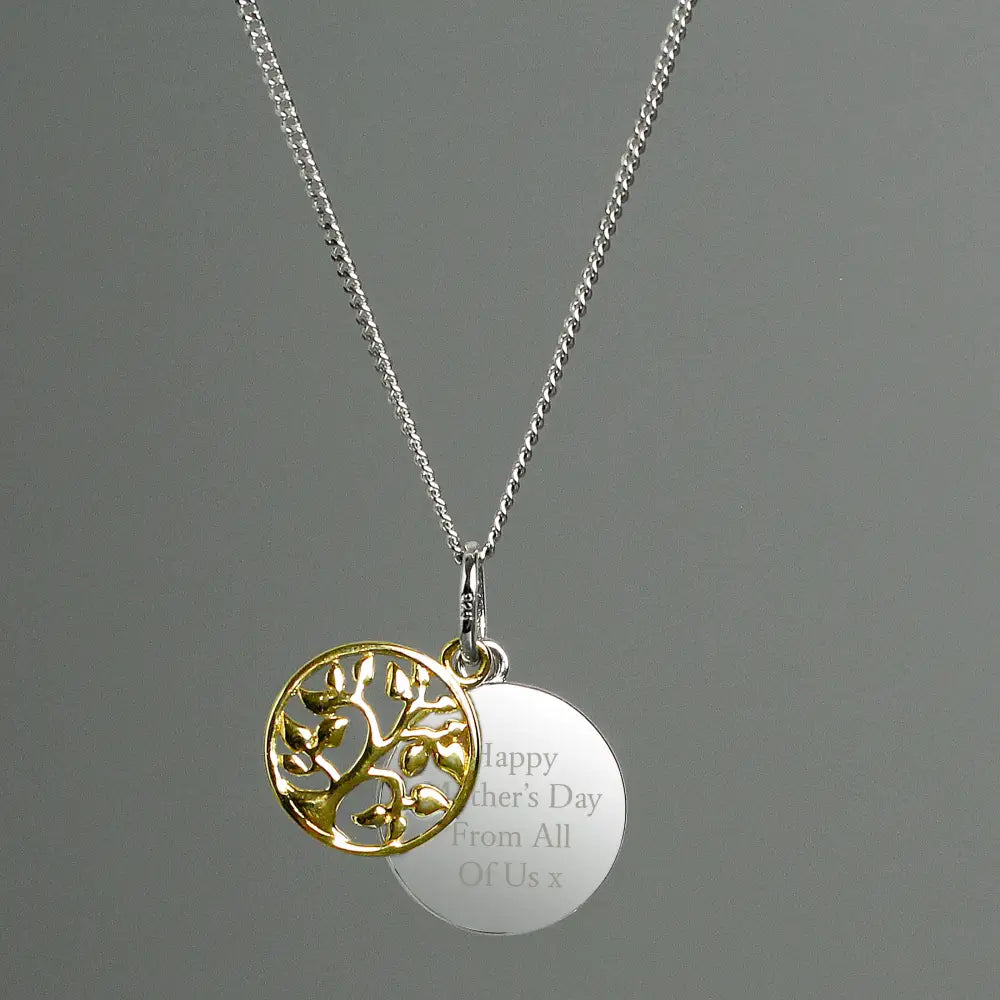 Jewellery Personalised Sterling Silver & 9ct Gold Family Tree Of Life Necklace