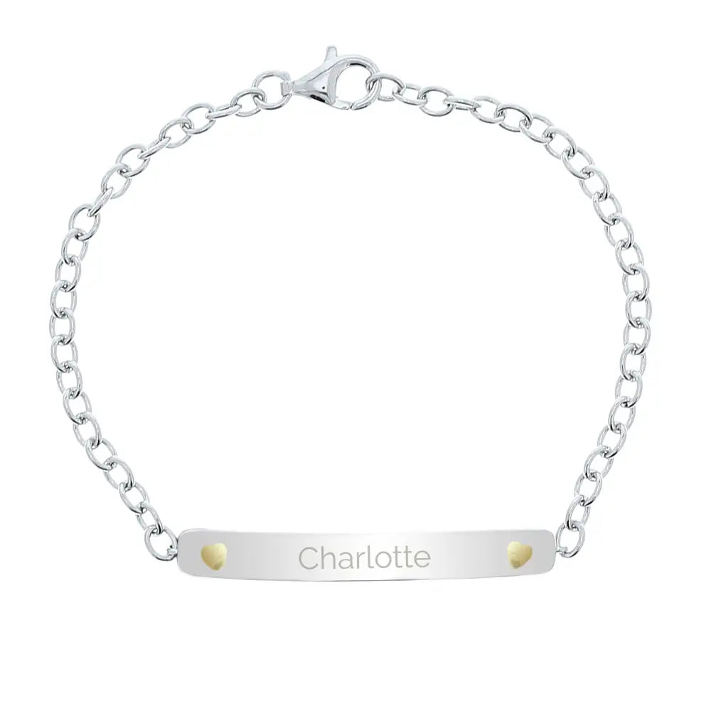 Jewellery Personalised Sterling Silver and 9ct Gold Bar Bracelet