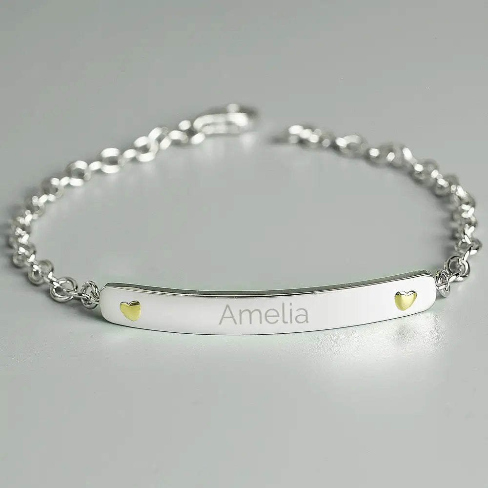Jewellery Personalised Sterling Silver and 9ct Gold Bar Bracelet